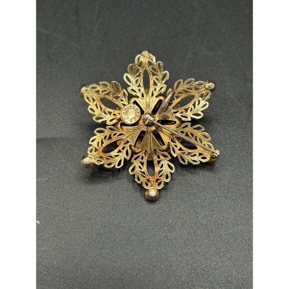 SCITARELLI Signed Vintage 1950s Rhinestone Gold Tone Pin Brooch or Pendant - Picture 4 of 5